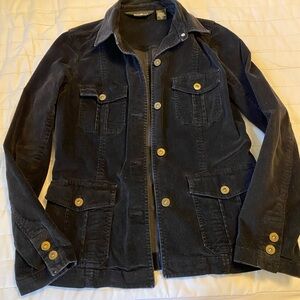 Eddie Bauer Black corduroy Military Jacket